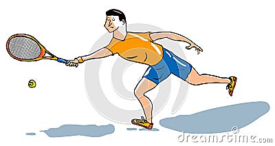 Male tennis player on white background performing a forehand volley. EPS editable lyers Vector Illustration