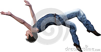 Man Falling, Floating, Flying, Isolated Stock Photo