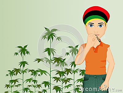 Man grows cannabis Stock Photo