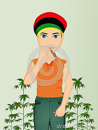 Man grows marijuana Stock Photo