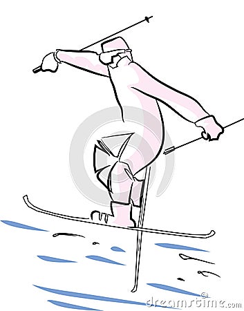 Superpipe skier. Vector Illustration