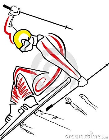Man skiing jumping in the air. Vector Illustration