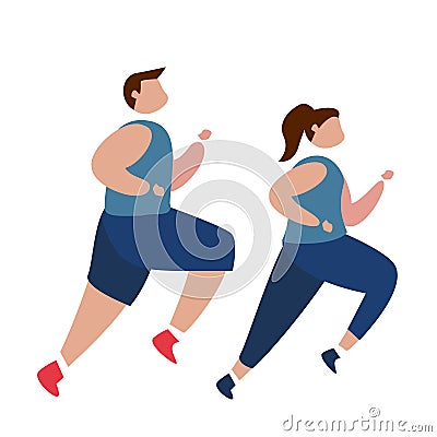 illustration of man and woman running Vector Illustration