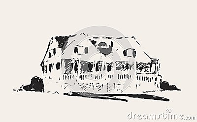 Illustration of a mansion, a large house, sketch Vector Illustration