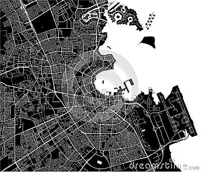 Map of the city of Doha, Qatar Vector Illustration