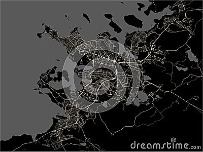 Map of the city of Reykjavik, Capital Region, Iceland Vector Illustration