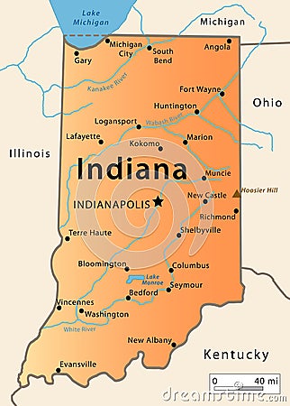 Indiana Map Vector Illustration