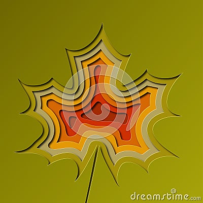 Illustration of maple leaf with paper cut effect Stock Photo