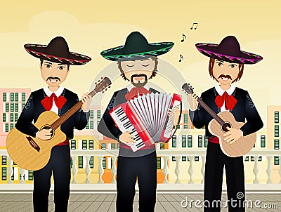 Mariachi band play guitar Stock Photo