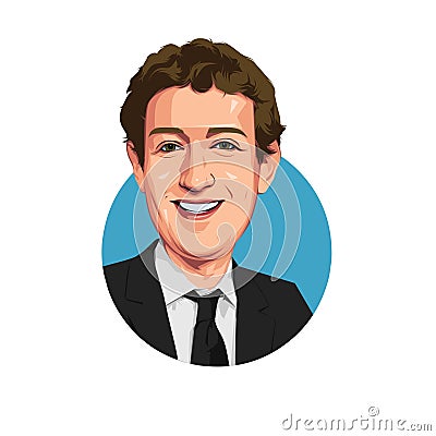 Caricature of Mark Zuckerberg, Vector Potrait Vector Illustration