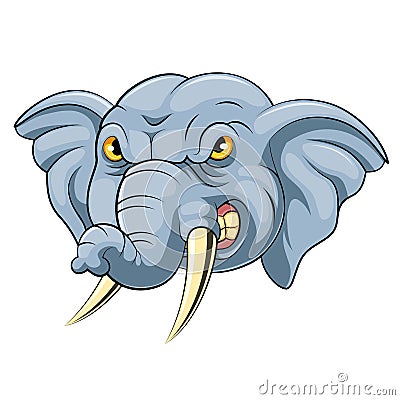 Mascot Head of an angry elephant Vector Illustration