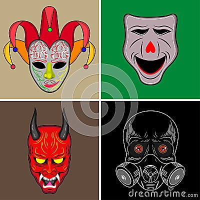 Illustration mask set Stock Photo