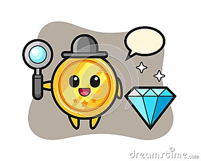 Illustration of medal character with a diamond Vector Illustration