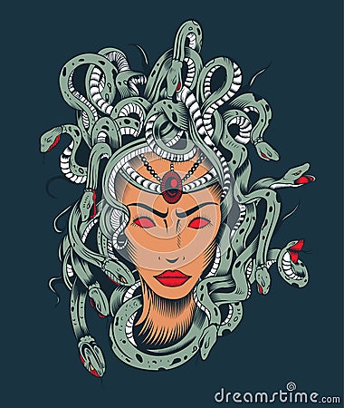 Illustration of Medusa Gorgon head Vector Illustration