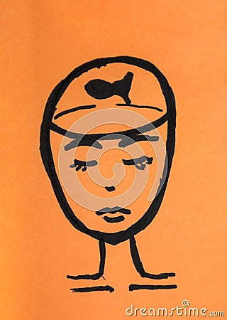 Illustration of mental illness on orange background Stock Photo