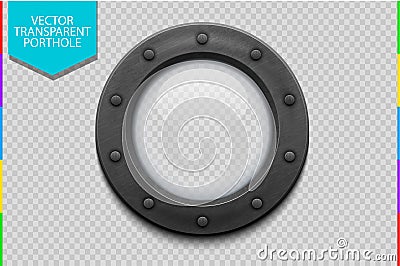 Illustration of a metal ship porthole with glass (transparency in additional format only) Vector Illustration