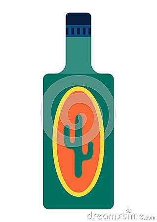 Illustration of mexican tequila. Ethnic image in native style. Vector Illustration