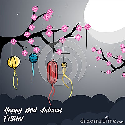 Illustration of mid autumn festival background Vector Illustration