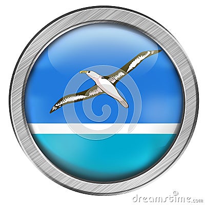 Midway Atoll Glass Web Button Cartoon Illustration