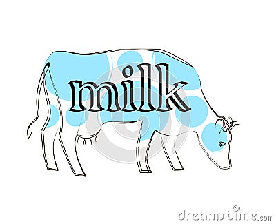 Illustration of milk per cow Stock Photo