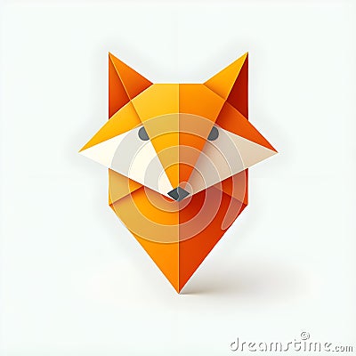 Minimalistic Minimalist Origami Fox on white background Stock Photo