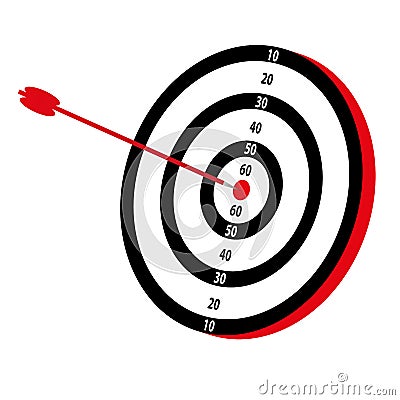 Illustration of a missile on the bullseye of a dartboard isolated on a white background Cartoon Illustration