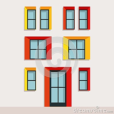 Illustration modern facade of a building Vector Illustration