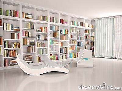 Illustration of Modern minimalistic library Cartoon Illustration