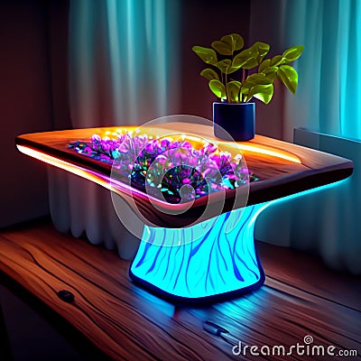 Illustration of a modern nightstand in the room. 3d rendering generative AI Stock Photo