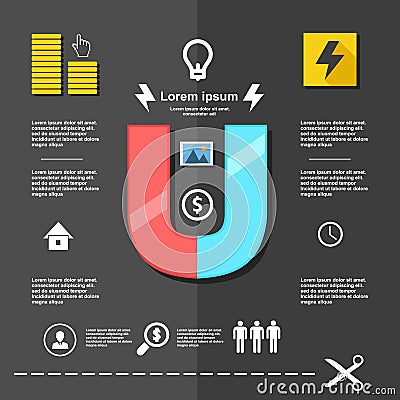 Illustration money-magnet, business scheme infographic on flat design Cartoon Illustration