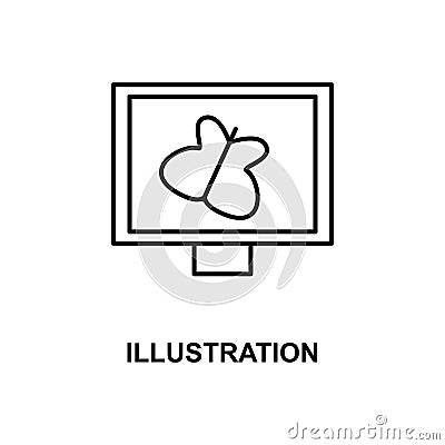illustration in monitor icon. Element of simple web icon with name for mobile concept and web apps. Thin line illustration in Cartoon Illustration