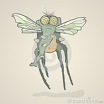 Illustration monster fly with long legs, wings and Vector Illustration