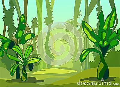 Illustration morning in the jungle. Stock Photo