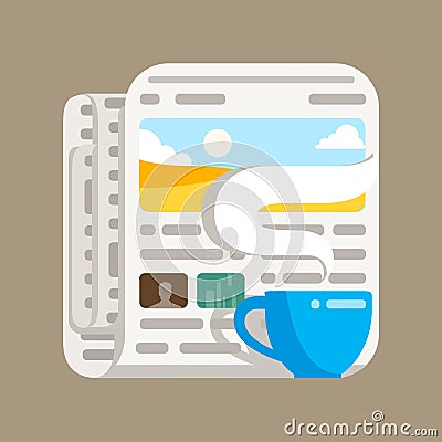 Illustration of morning newspaper with coffee Vector Illustration