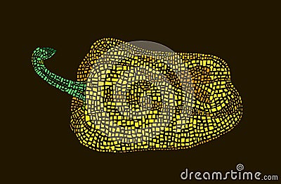 Illustration of a mosaic of yellow pepper Vector Illustration