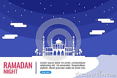 Big Mosque for Muslim Prayer Vector Illustration