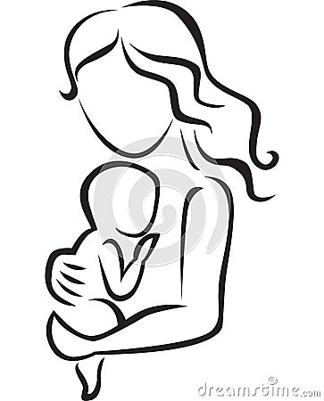 Illustration of mother and baby icon Vector Illustration