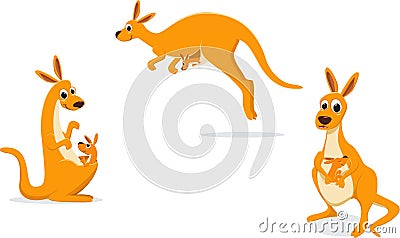 Illustration of Mother kangaroo with her baby Vector Illustration