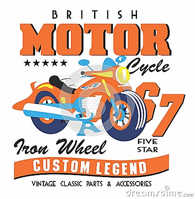 motor cycle t shirt vector art Vector Illustration