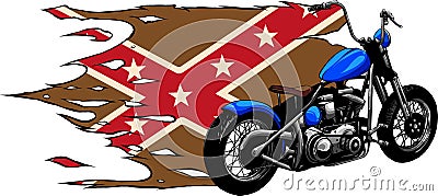vector illustration of motorcycles with confederate rebel flag Vector Illustration