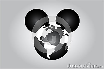 Illustration of mouse illustrating world media domination. Editorial Stock Photo