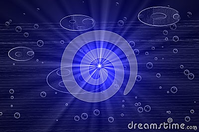 Illustration of multi-colored circles on a blue background Stock Photo