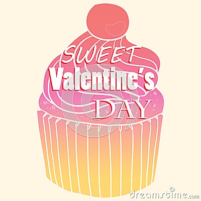 Illustration of multi-colored cupcake with the words Vector Illustration