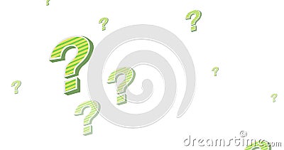 Illustration of multiple striped green question marks on white background Stock Photo