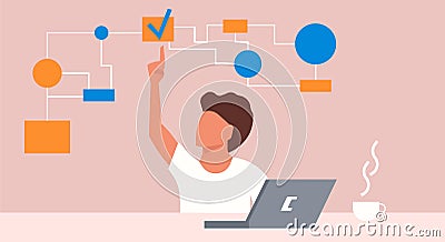 Illustration multitasking busy work business people. Office cartoon concept character job multi stress working. Employee Vector Illustration