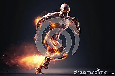 muscular running android Cartoon Illustration