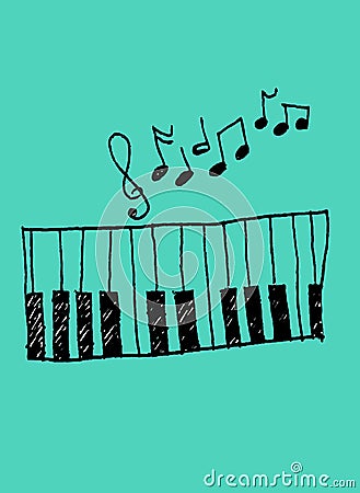 Illustration of a music icon piano and musical notes Stock Photo