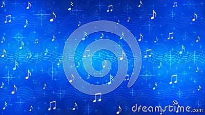 Abstract Music Notes and Staves in Blue Background Stock Photo