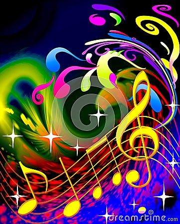 Illustration music and waves Stock Photo