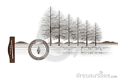 Illustration of a musical landscape Cartoon Illustration